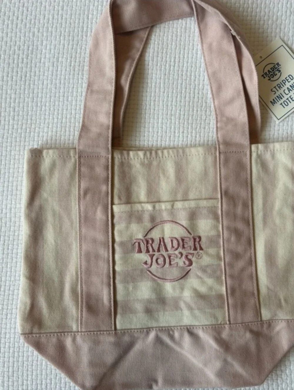 NWT- Trader Joe's Pastel Stripe TraderJoe's Canvas Tote Bag
